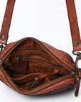 Spaghetti Western Swc166Cg Small Crossbody Vintage Handmade Drum Dyed Genuine European Cowhide Leather Women Bag Western Handbag Purse