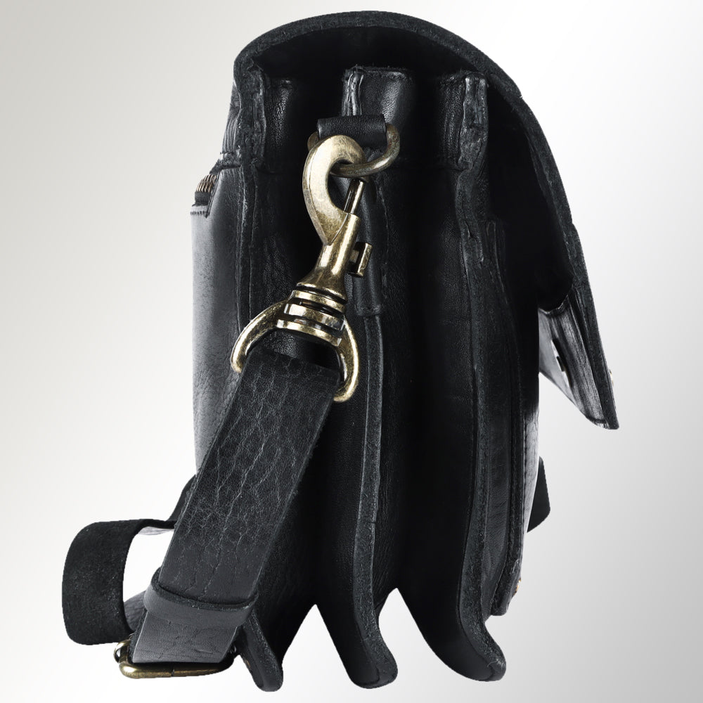 Spaghetti Western Swc170Blk Cross Body I Vintage Handmade Drum Dyed Genuine European Cowhide Leather Women Bag Western Handbag Purse