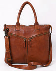 Spaghetti Western Swc179Cg Tote Vintage Handmade Drum Dyed Genuine European Cowhide Leather Women Bag Western Handbag Purse