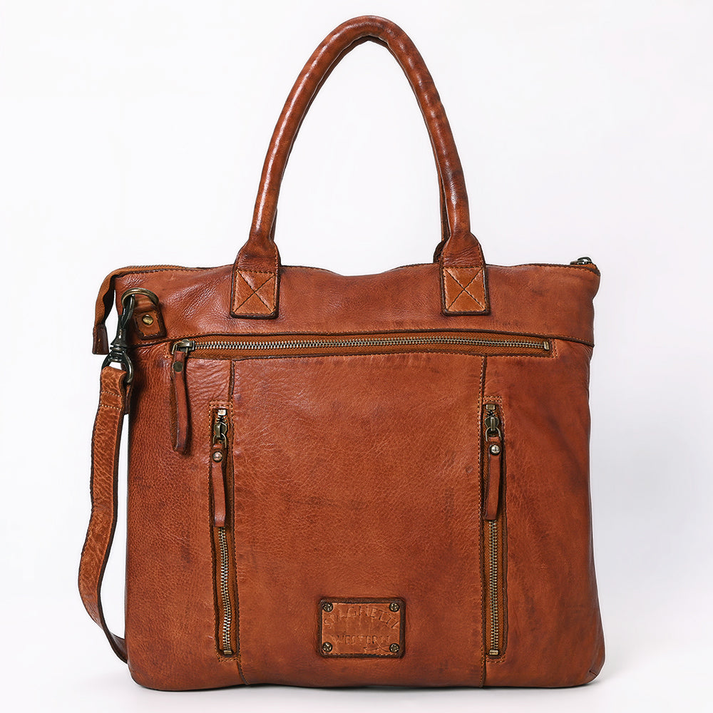 Spaghetti Western Swc179Cg Tote Vintage Handmade Drum Dyed Genuine European Cowhide Leather Women Bag Western Handbag Purse