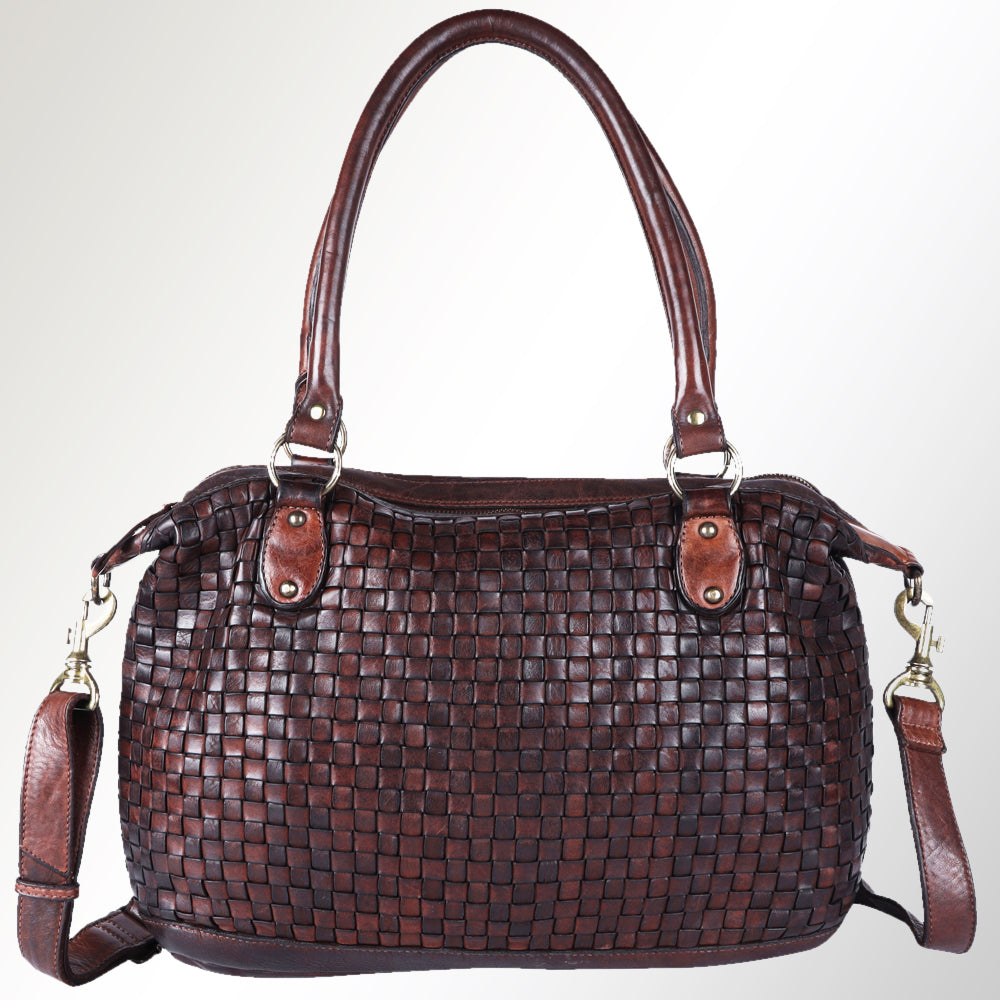 Spaghetti Western Swc182Brn Tote Vintage Handmade Drum Dyed Genuine European Cowhide Leather Women Bag Western Handbag Purse