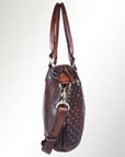 Spaghetti Western Swc182Brn Tote Vintage Handmade Drum Dyed Genuine European Cowhide Leather Women Bag Western Handbag Purse
