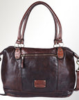 Spaghetti Western Swc182Brn Tote Vintage Handmade Drum Dyed Genuine European Cowhide Leather Women Bag Western Handbag Purse