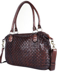 Spaghetti Western Swc182Brn Tote Vintage Handmade Drum Dyed Genuine European Cowhide Leather Women Bag Western Handbag Purse