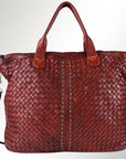 Spaghetti Western Swc187Cg Tote Vintage Handmade Drum Dyed Genuine European Cowhide Leather Women Bag Western Handbag Purse