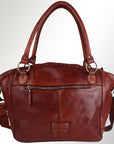 Spaghetti Western Swc188Cg Tote Vintage Handmade Drum Dyed Genuine European Cowhide Leather Women Bag Western Handbag Purse