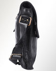 Spaghetti Western Swc198Blk Envelope Vintage Handmade Drum Dyed Genuine European Cowhide Leather Women Bag Western Handbag Purse