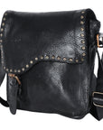 Spaghetti Western Swc198Blk Envelope Vintage Handmade Drum Dyed Genuine European Cowhide Leather Women Bag Western Handbag Purse