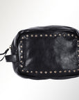 Spaghetti Western Swc200Blk Wristlet Vintage Handmade Drum Dyed Genuine European Cowhide Leather Women Bag Western Handbag Purse