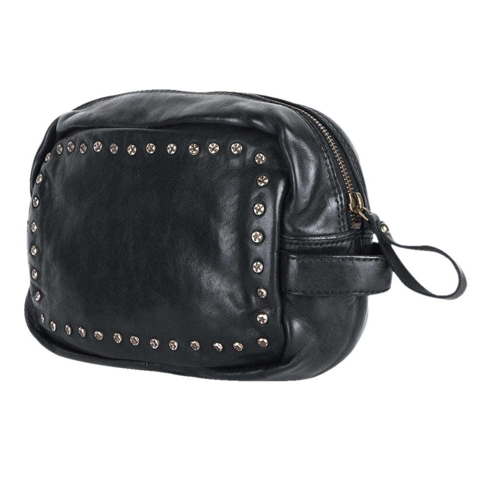 Spaghetti Western Swc200Blk Wristlet Vintage Handmade Drum Dyed Genuine European Cowhide Leather Women Bag Western Handbag Purse