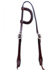 Bar H Equine Western Horse Genuine Leather Hand Tooled One Ear Headstall Dark Brown