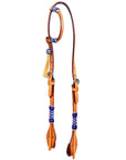 Bar H Equine Western Horse Genuine Leather Raw Hide One Ear Headstall Dark Brown