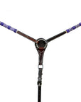 BAR H EQUINE Blue Rawhide Horse Western Leather Breast Collar Dark Brown