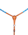 BAR H EQUINE Genuine Turquoise Rawhide Horse Western Leather Breast Collar Tan