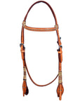 Bar H Equine Western Horse Rawhide Genuine American Leather Headstall