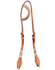 Bar H Equine Western Horse Genuine Leather Raw Hide One Ear Headstall Dark Brown