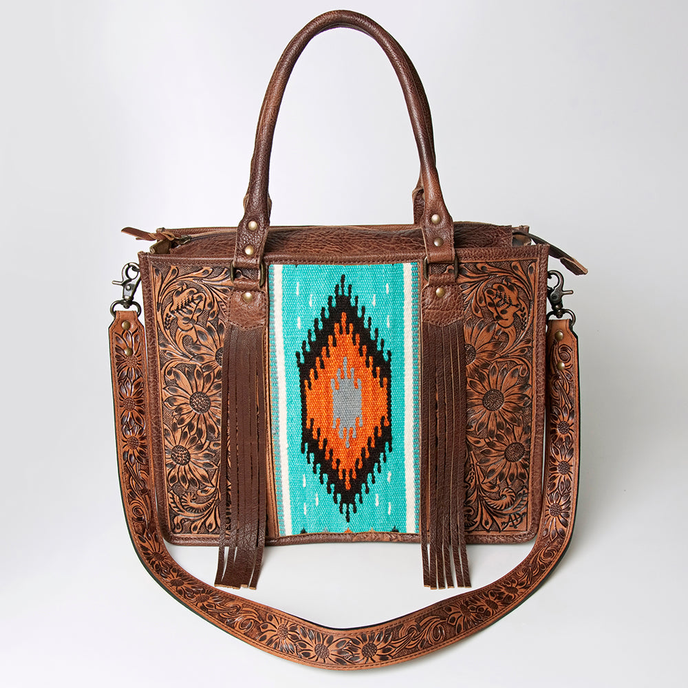 American Darling Briefcase Hand Tooled Saddle Blanket Genuine Leather women bag western handbag purse