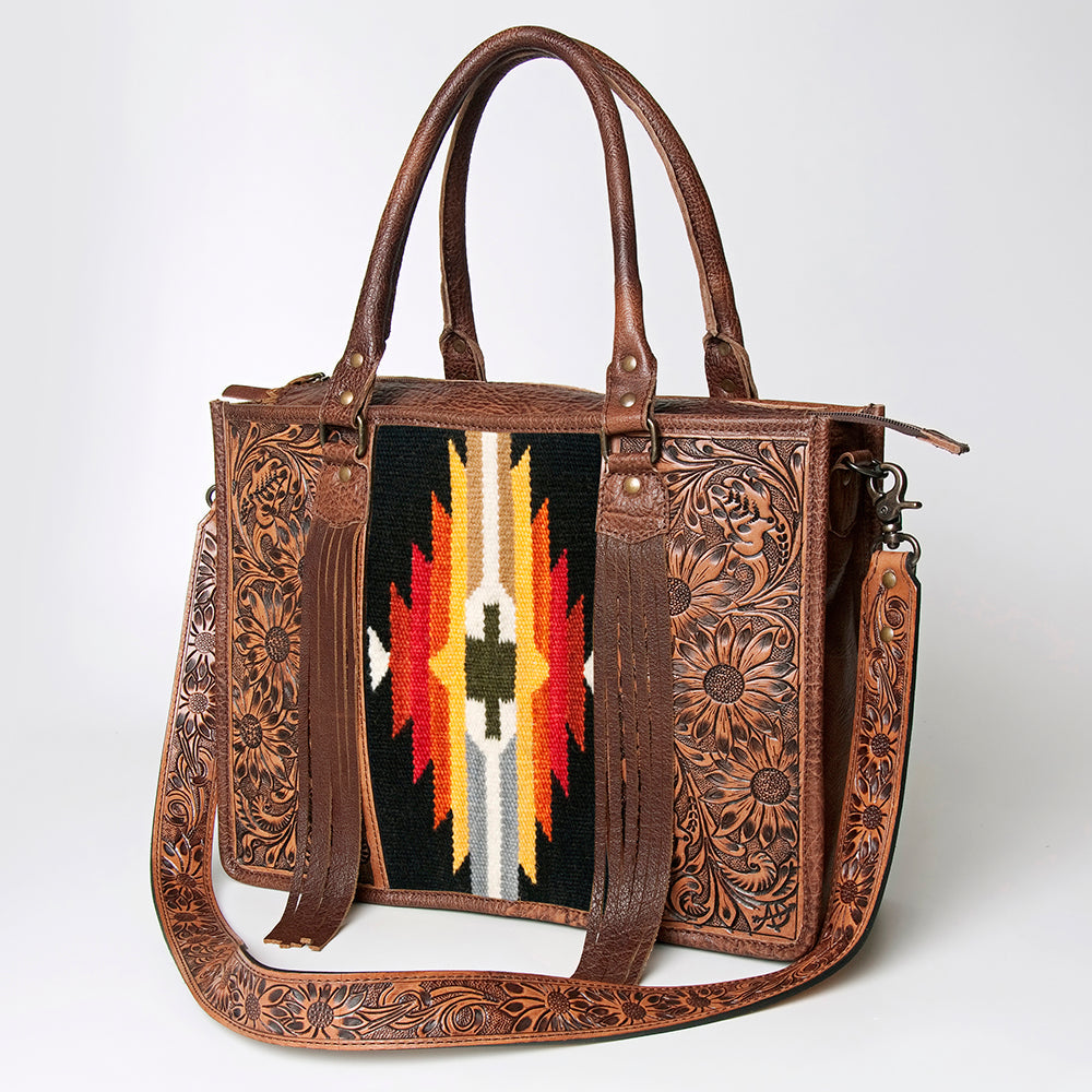 American Darling Briefcase Hand Tooled Saddle Blanket Genuine Leather women bag western handbag purse