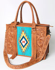 American Darling Briefcase Hand Tooled Saddle Blanket Genuine Leather women bag western handbag purse