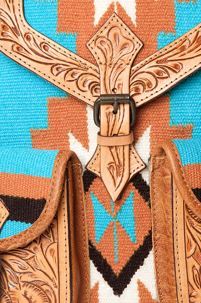 American Darling Hand Tooled Saddle Blanket Genuine Leather Women Bag Western Handbag Purse