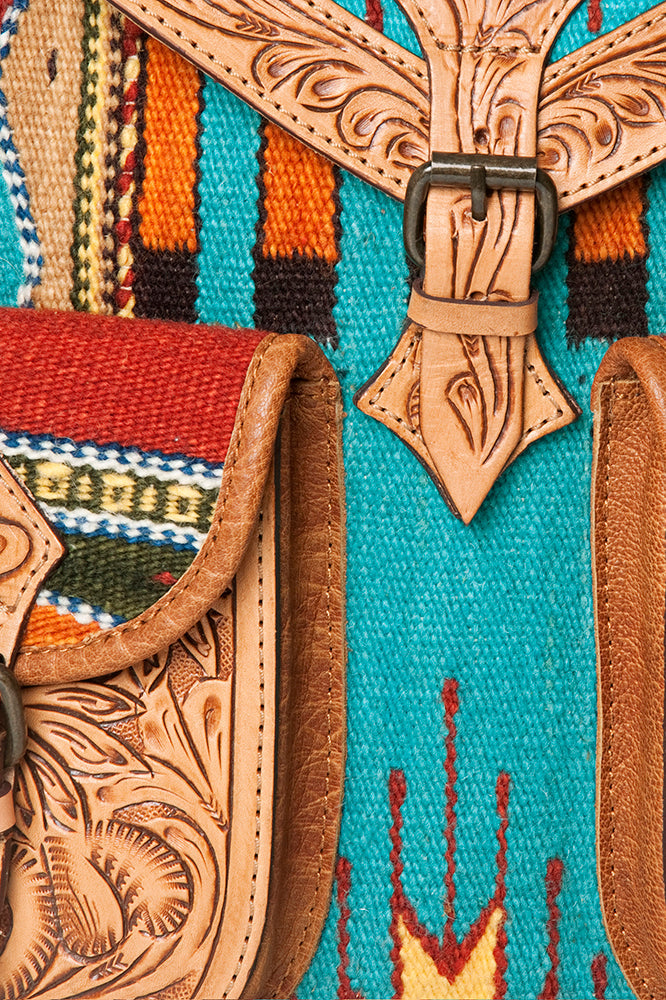 American Darling Hand Tooled Saddle Blanket Genuine Leather Women Bag Western Handbag Purse