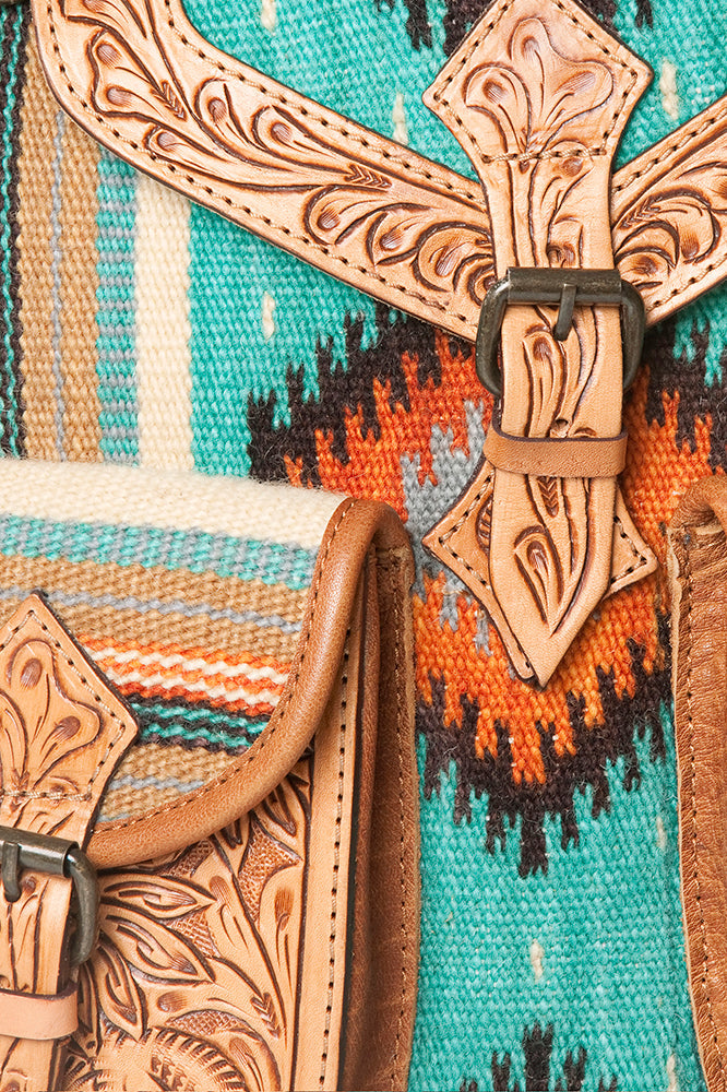 American Darling Hand Tooled Saddle Blanket Genuine Leather Women Bag Western Handbag Purse