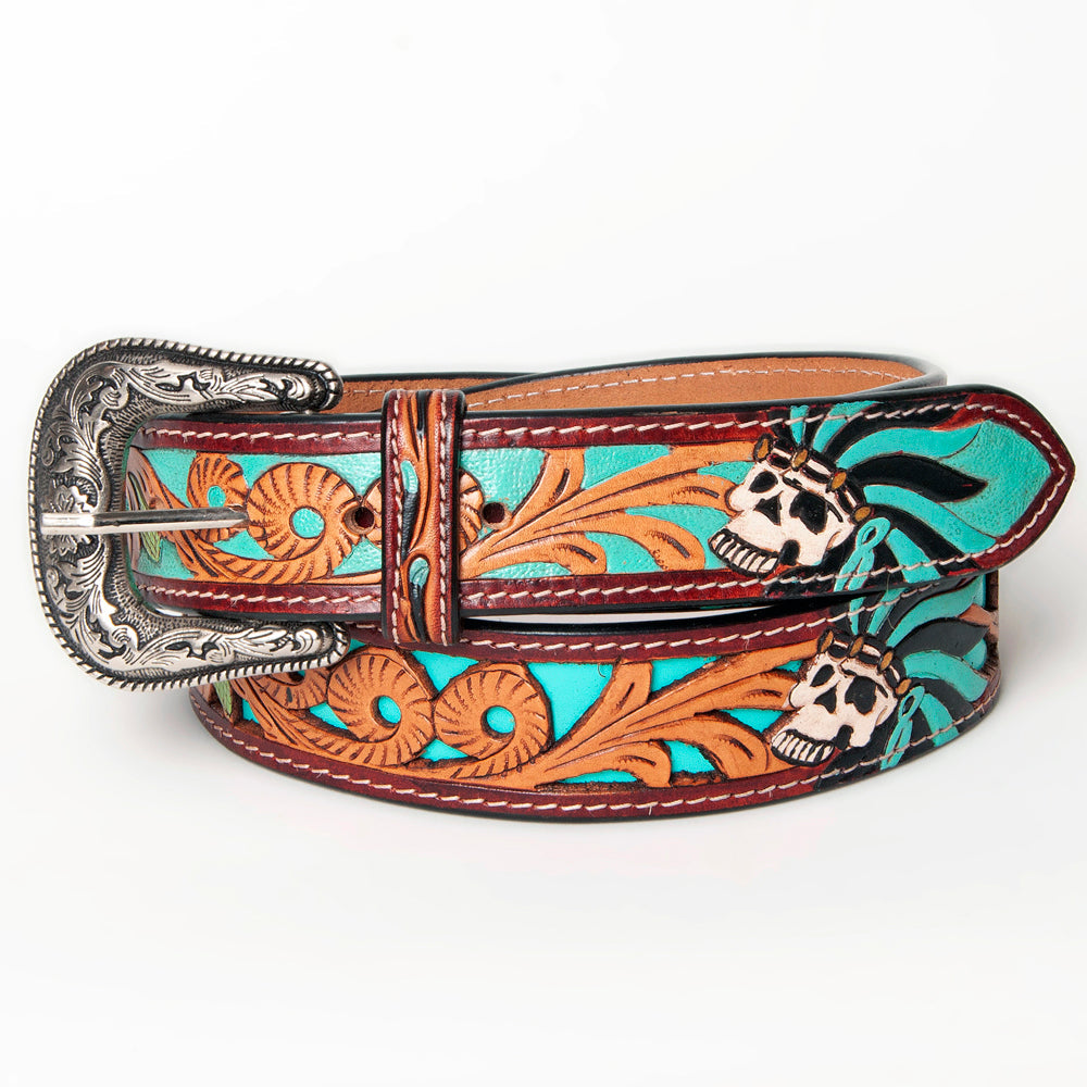 American Darling ADBLF128-L Beautifully Hand Tooled Genuine American Leather Belt Men and  Women