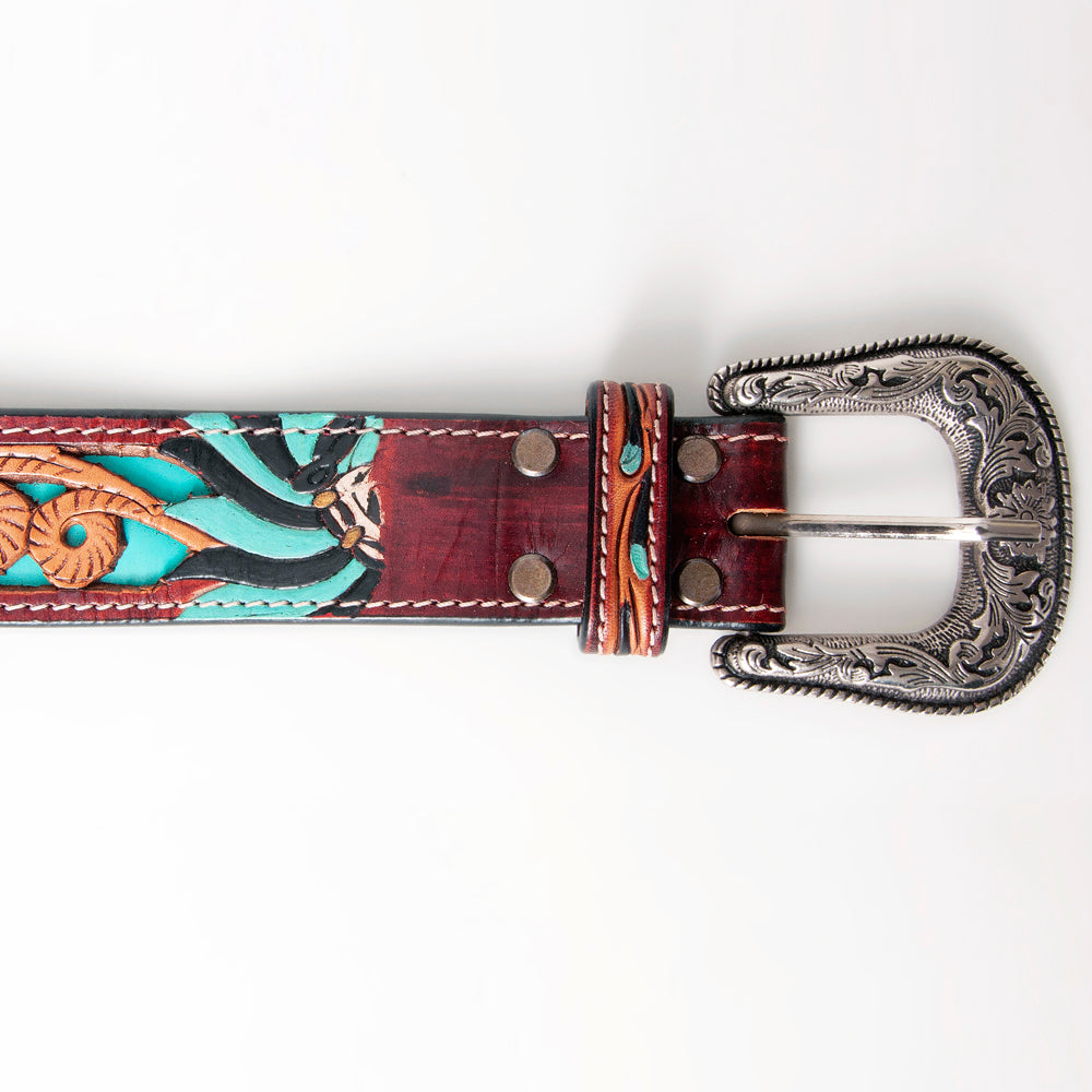 American Darling ADBLF128-L Beautifully Hand Tooled Genuine American Leather Belt Men and  Women