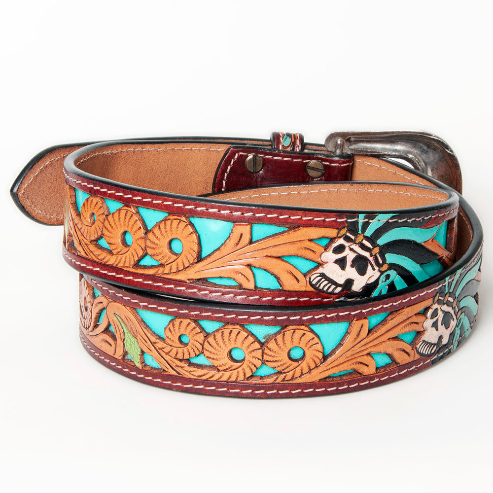 American Darling ADBLF128-L Beautifully Hand Tooled Genuine American Leather Belt Men and  Women