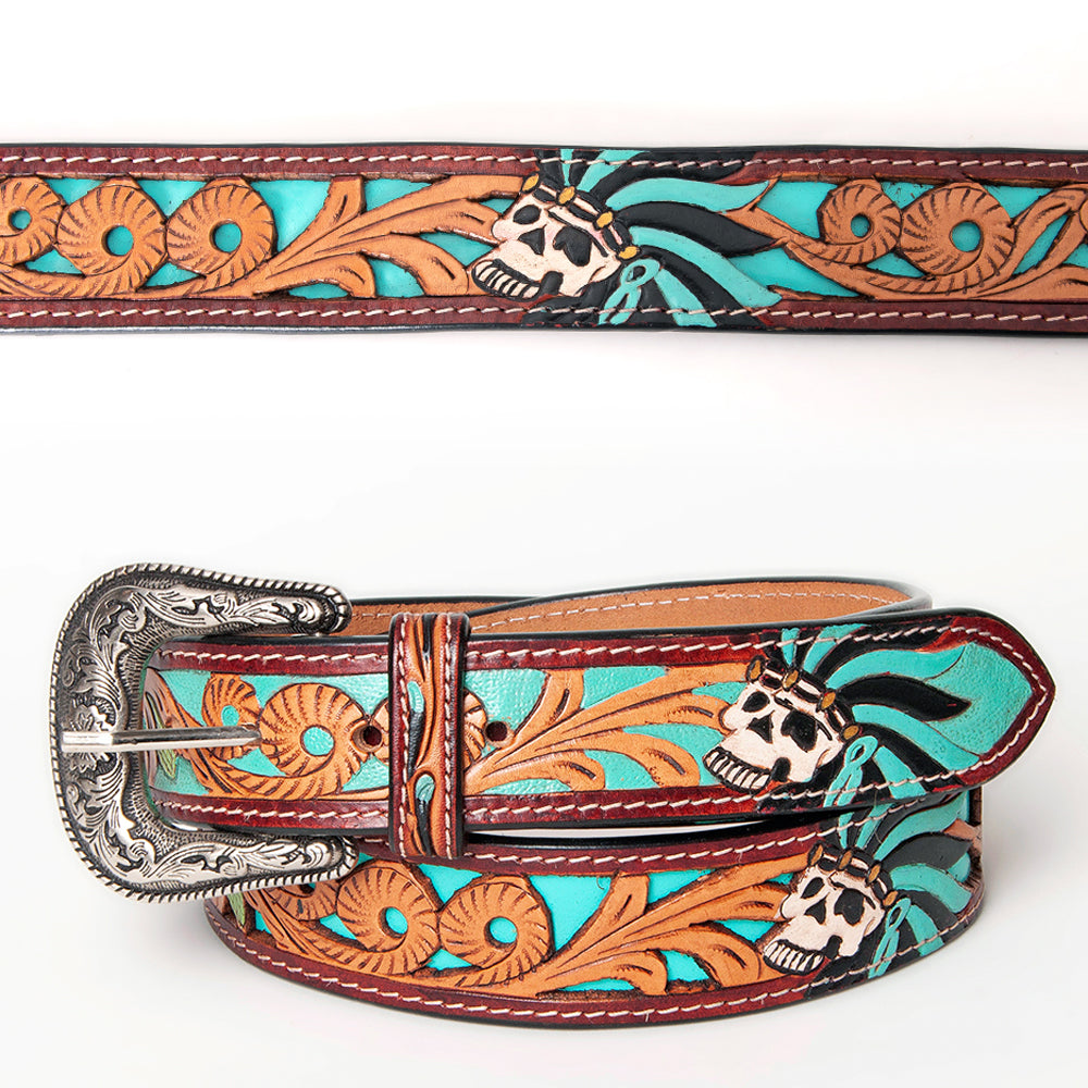 American Darling ADBLF128-L Beautifully Hand Tooled Genuine American Leather Belt Men and  Women