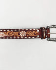 American Darling ADBLF136-L Beautifully Hand Tooled Genuine American Leather Belt Men and  Women