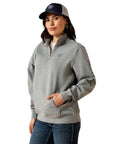 Ariat Women's Heather Grey Logo 1/2 Zip Sweatshirt