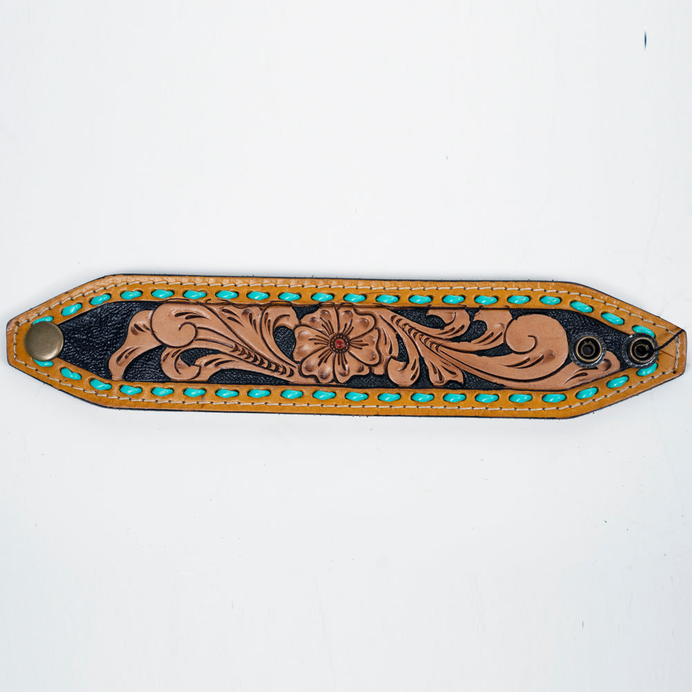 American Darling ADBRF104A Hand tooled carved Genuine Leather Bracelet women