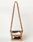 American Darling ADBGZ592A Messenger Hand Tooled Hair On Genuine Leather women bag western handbag purse