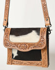 American Darling ADBGZ592A Messenger Hand Tooled Hair On Genuine Leather women bag western handbag purse