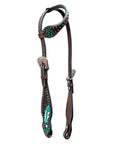 Bar H Equine Genuine Western American Leather Horse Premium Headstall & Breast Collar Set