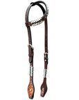 Bar H Equine American Leather Horse Saddle Tack One Ear Headstall | Breast Collar | Browband Headstall | Wither Strap | Tack Set BER213