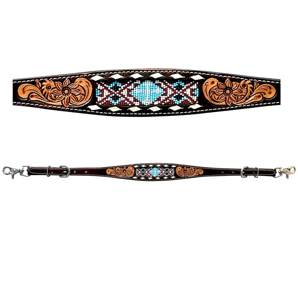 Bar H Equine Genuine Western American Leather Horse Premium Headstall &amp; Breast Collar Set