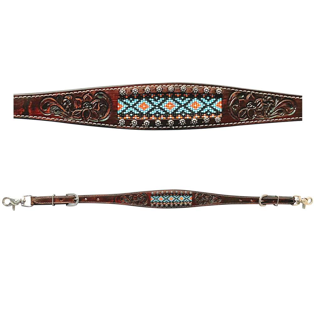 Bar H Equine American Leather Horse Saddle Tack One Ear Headstall | Breast Collar | Browband Headstall | Wither Strap | Tack Set BER229