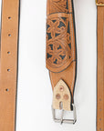Comfytack Horse Saddle Flank Cinch Girth Handtooled Leather W/ Billets Tan