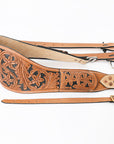 Comfytack Horse Saddle Flank Cinch Girth Handtooled Leather W/ Billets Tan