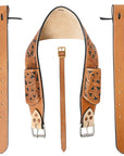 Comfytack Horse Saddle Flank Cinch Girth Handtooled Leather W/ Billets Tan