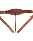 Comfytack Horse Saddle Flank Cinch Girth Handtooled Leather W/ Billets Brown