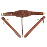 Comfytack Horse Saddle Flank Cinch Girth Handtooled Leather W/ Billets Black