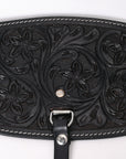 Comfytack Horse Saddle Flank Cinch Girth Handtooled Leather W/ Billets Black