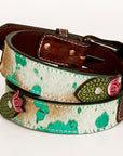 BAR H EQUINE Savannah Wood Hand Tooled Western Leather Men And Women Belt Brown
