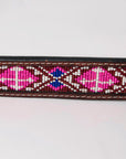 BAR H EQUINE Beaded Floral Hand Carved Western Leather Men And Women Belt Antique Brown