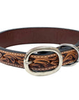 BAR H EQUINE Natural Cacti Sunflower Hand Painted Western Leather Dog Collar