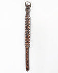 BAR H EQUINE Leaf Classic Colton Hand Carved Western Leather Dog Collar Brown