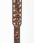 BAR H EQUINE Leaf Classic Colton Hand Carved Western Leather Dog Collar Brown
